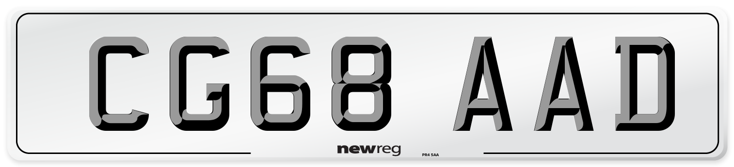 CG68 AAD Number Plate from New Reg